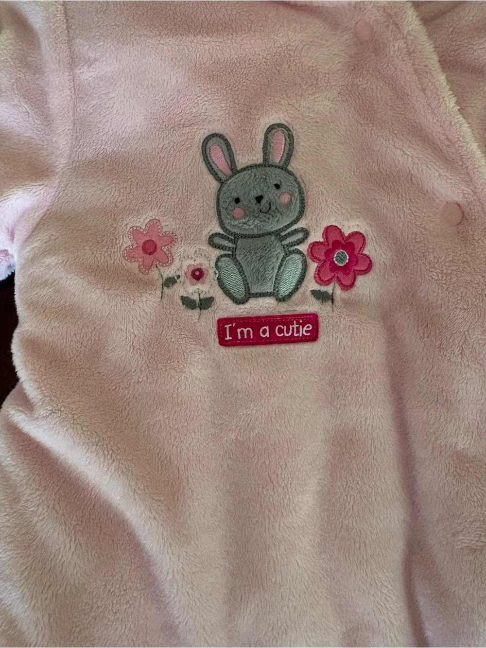 Carter's Light Pink Hooded Fleece Snow Sack with Bunny Applique